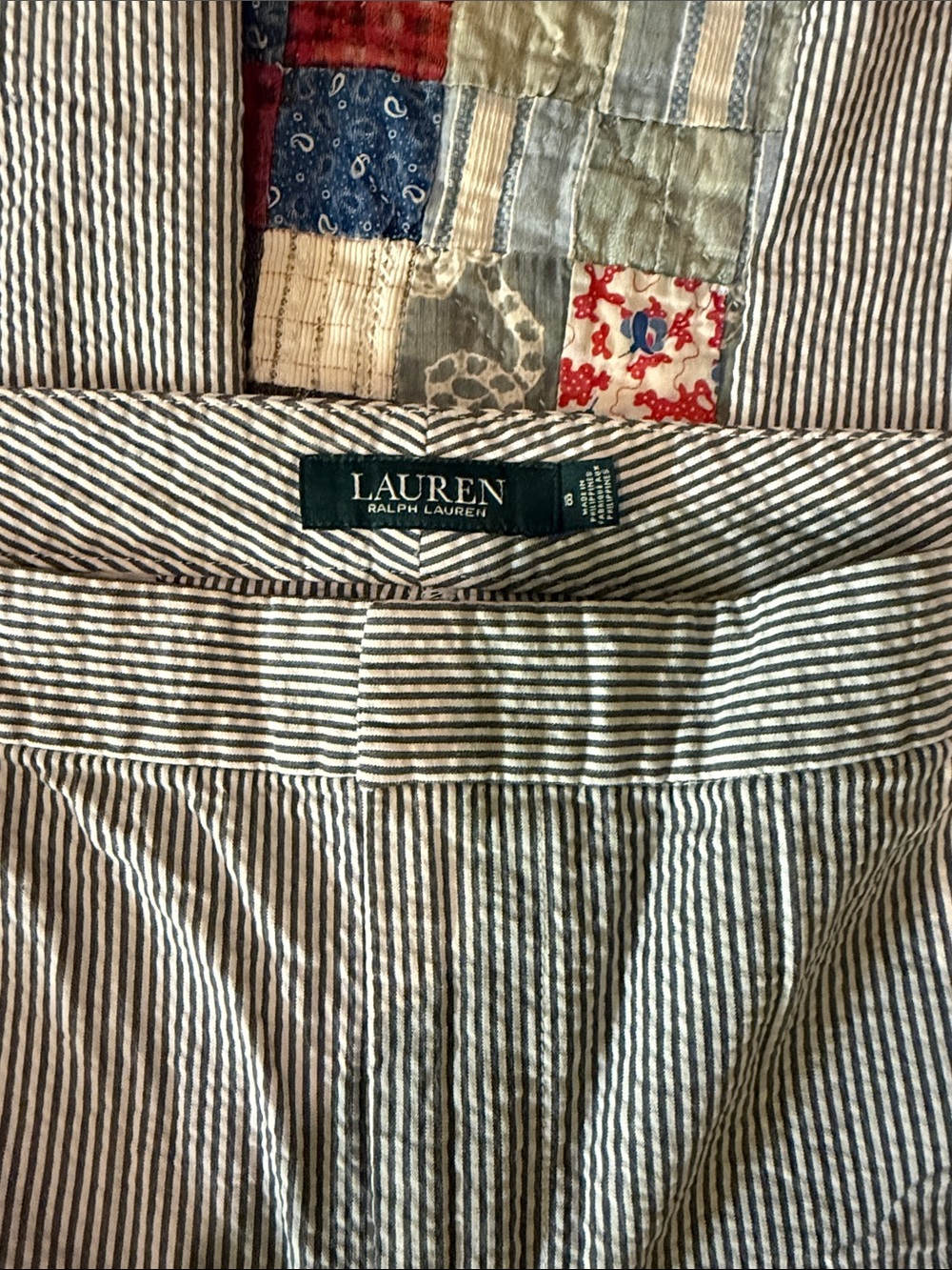 Lauren Ralph Lauren Women’s Seersucker Stripe Chinos Pants Size 18 Cropped